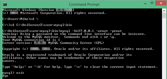 Standard command window