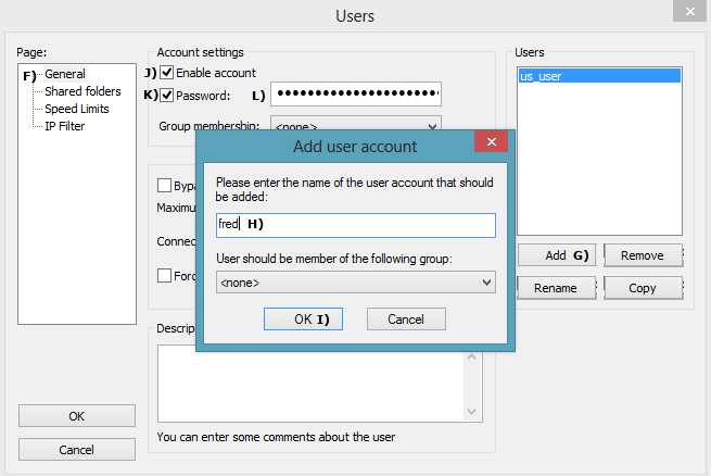 FileZilla Add A User