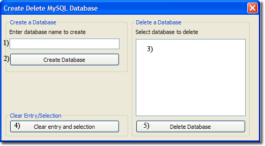 Create delete Database